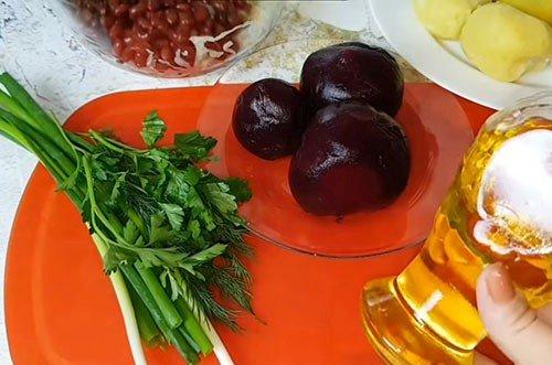 Винегрет с фасолью и зеленью - классический рецепт пошагово